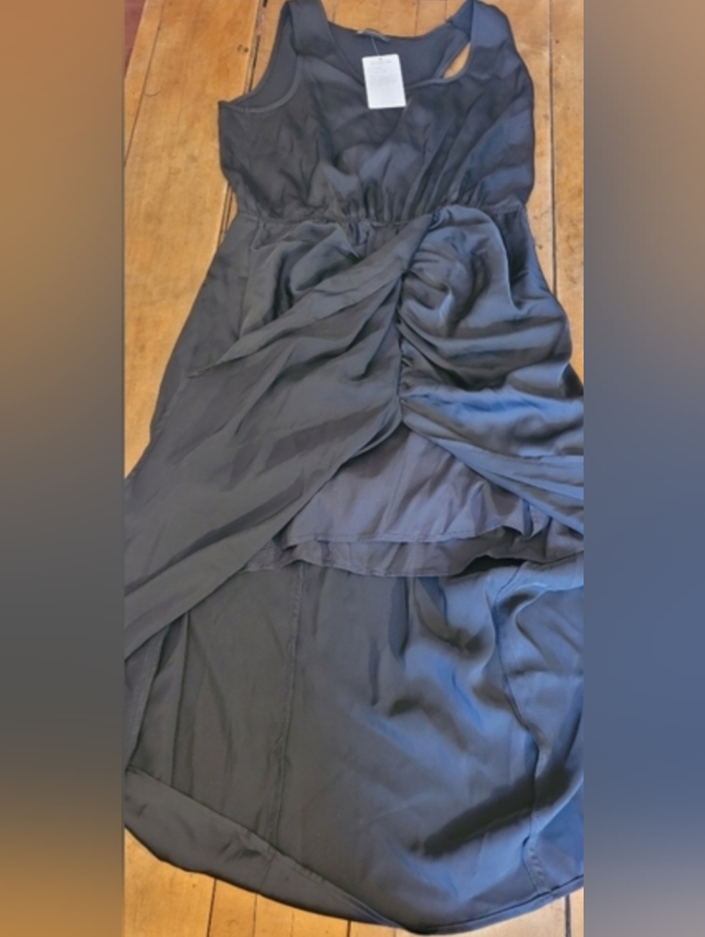 🥳2/$35🥳 BNWT Pretty Garden Black Draped Satin Dress